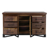 Ally Wide Dresser | 6 Drawers | Center Cabinet | Walnut Brown Wood BM333483