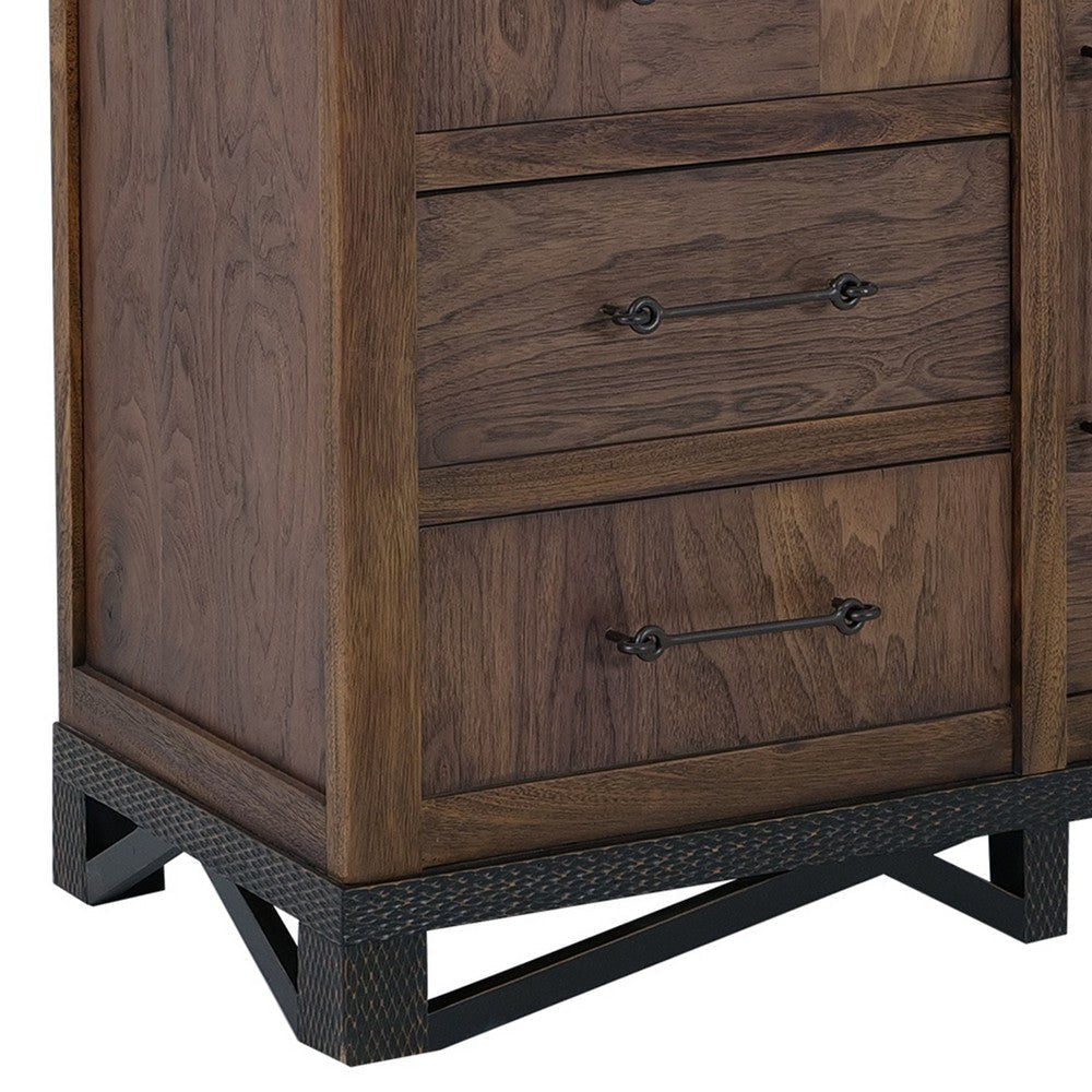Ally Wide Dresser | 6 Drawers | Center Cabinet | Walnut Brown Wood BM333483