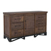 Ally Wide Dresser | 6 Drawers | Center Cabinet | Walnut Brown Wood