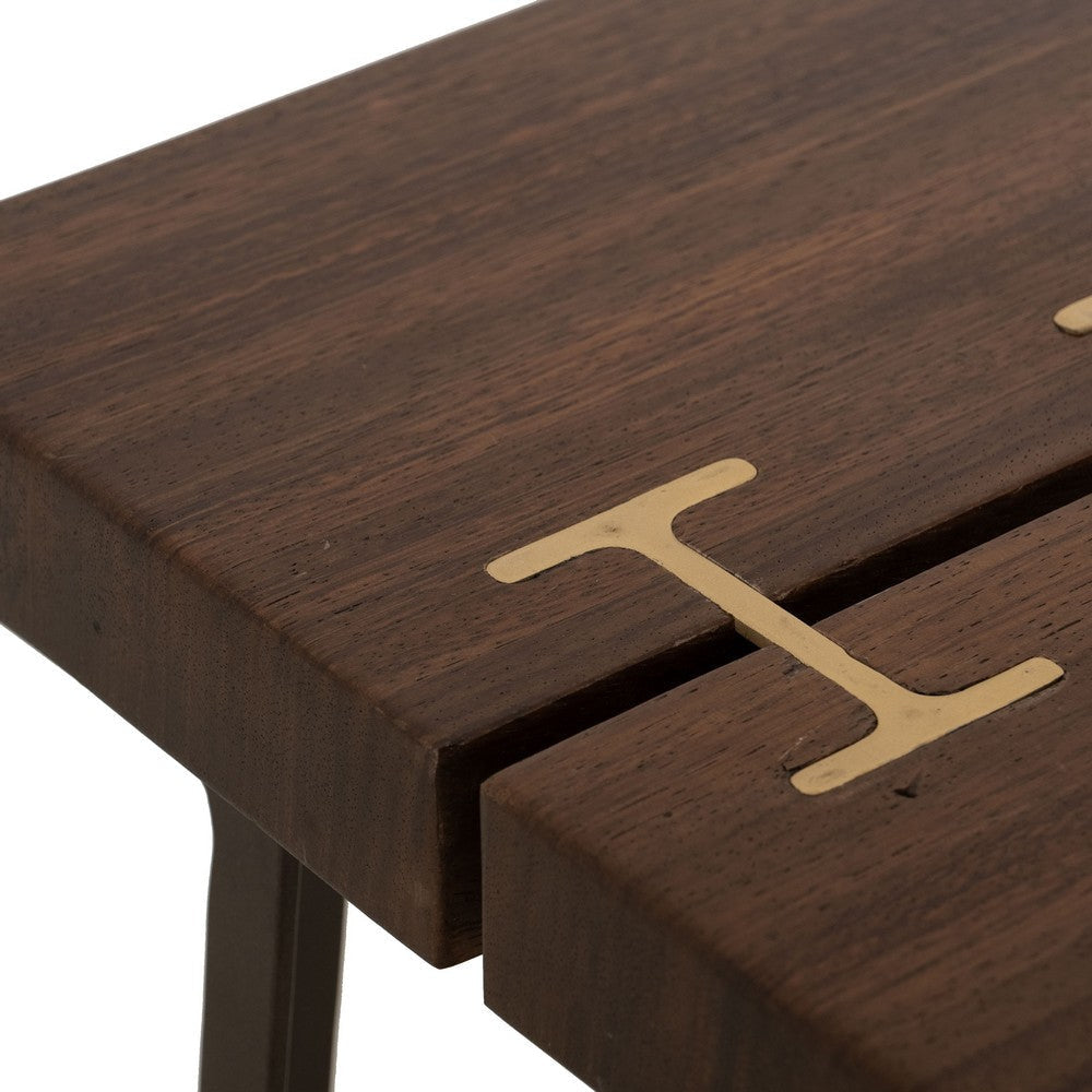 Ally Side End Table | Gold Metal Inlays | Walnut Brown Parota 24’’ BM333484