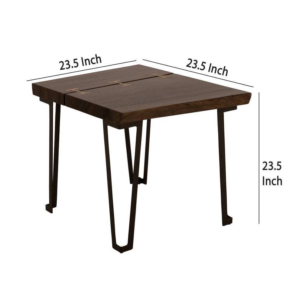 Ally Side End Table | Gold Metal Inlays | Walnut Brown Parota 24’’ BM333484