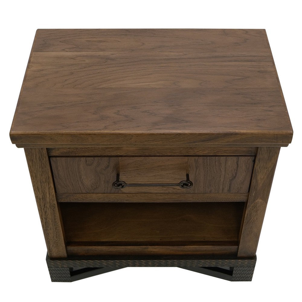 Ally Nightstand | 1 Drawer and Bottom Shelf | Walnut Brown Parota Wood BM333485