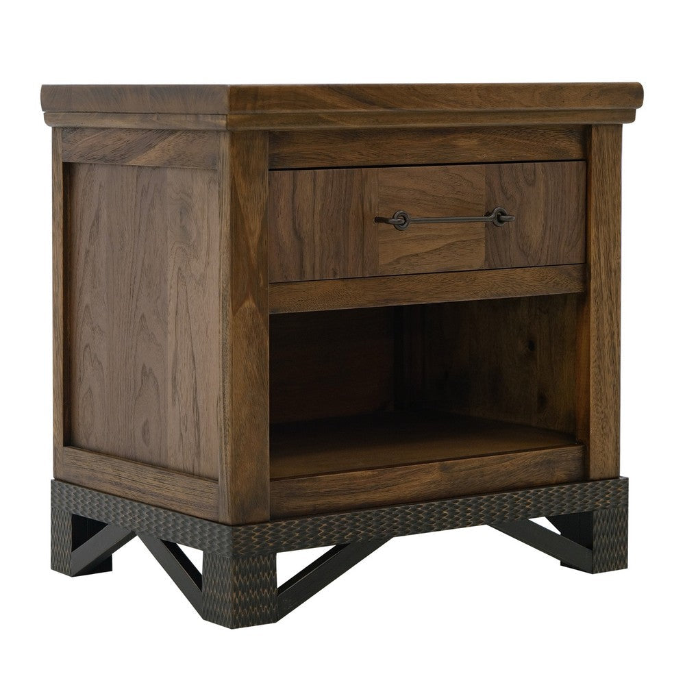 Ally Nightstand | 1 Drawer and Bottom Shelf | Walnut Brown Parota Wood BM333485