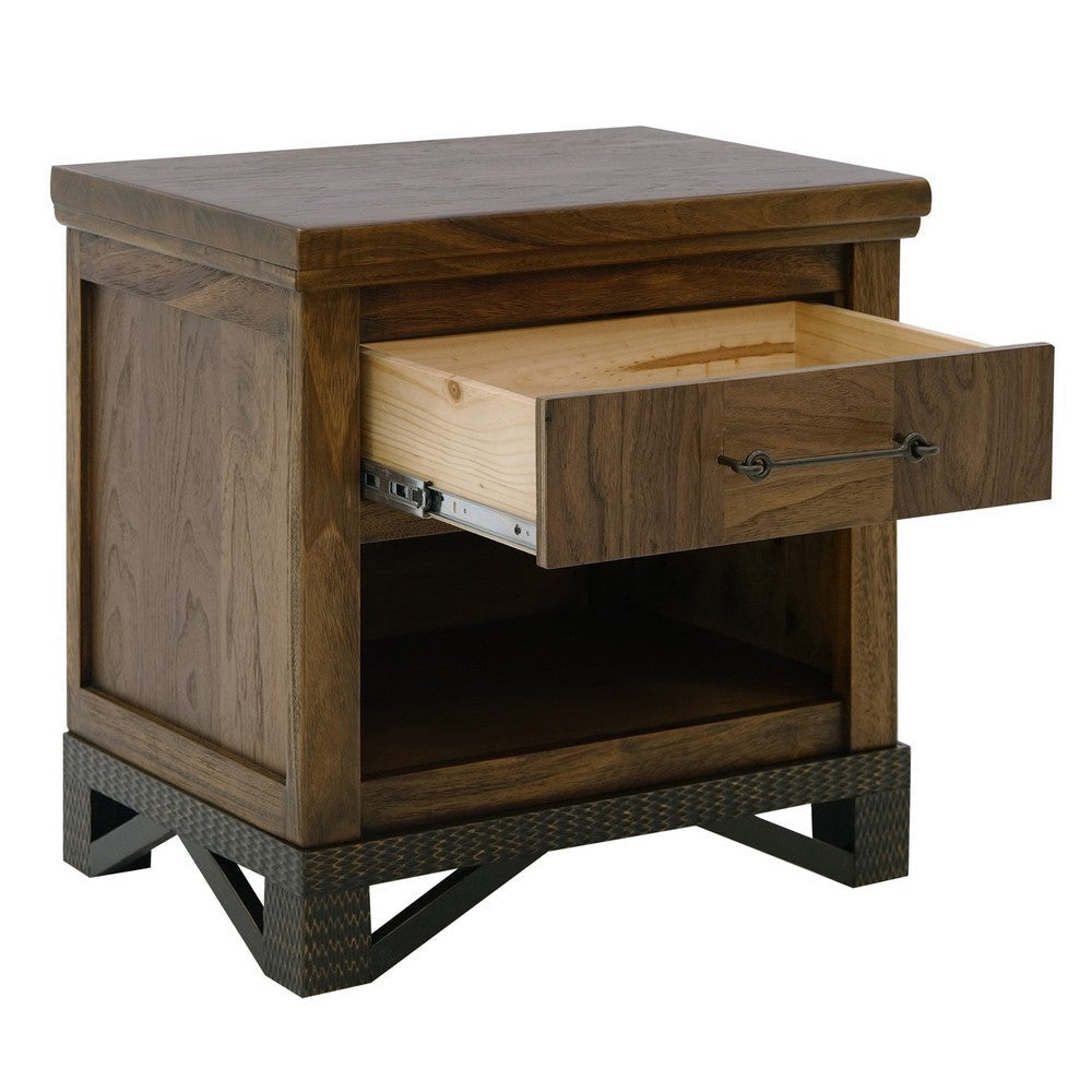 Ally Nightstand | 1 Drawer and Bottom Shelf | Walnut Brown Parota Wood BM333485