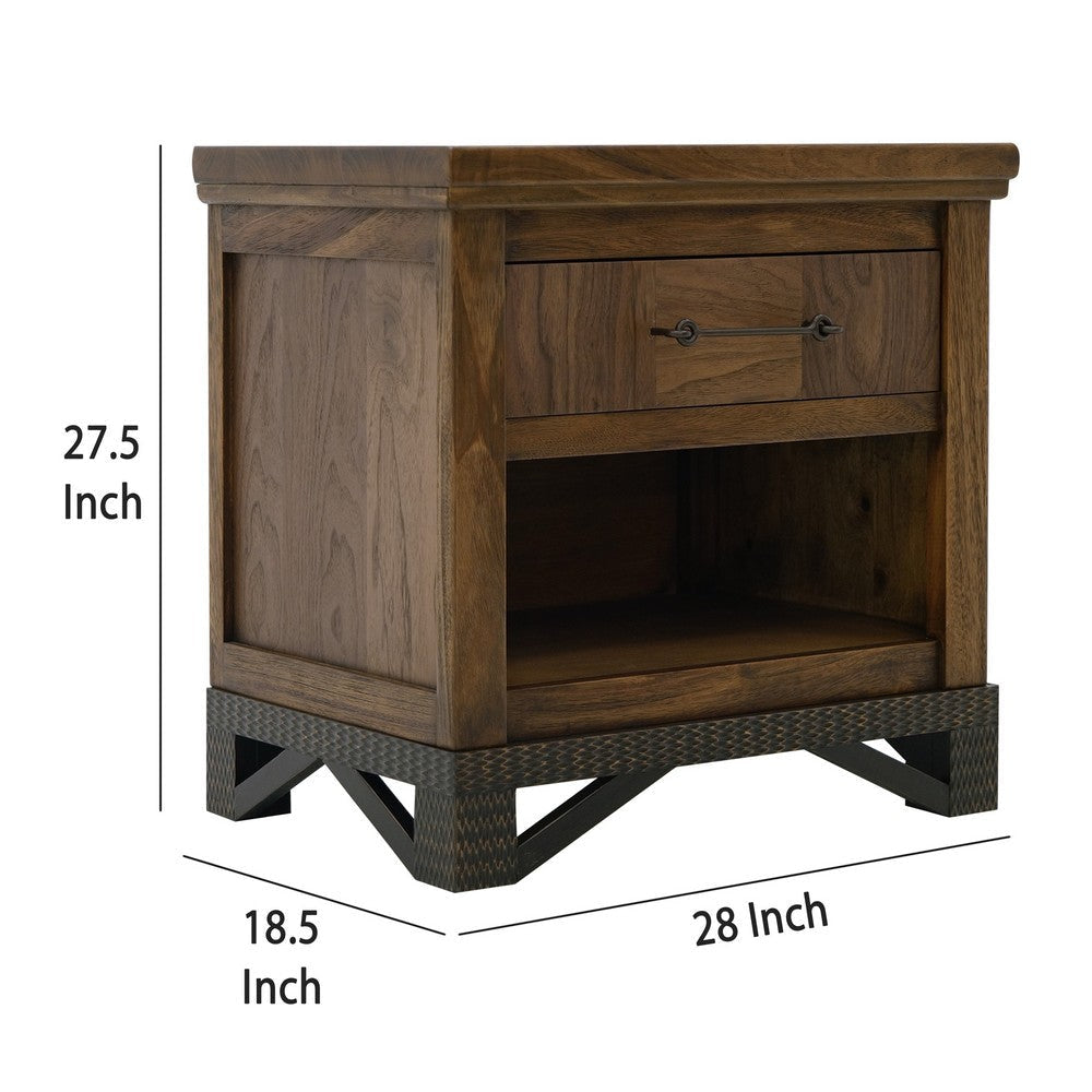Ally Nightstand | 1 Drawer and Bottom Shelf | Walnut Brown Parota Wood BM333485