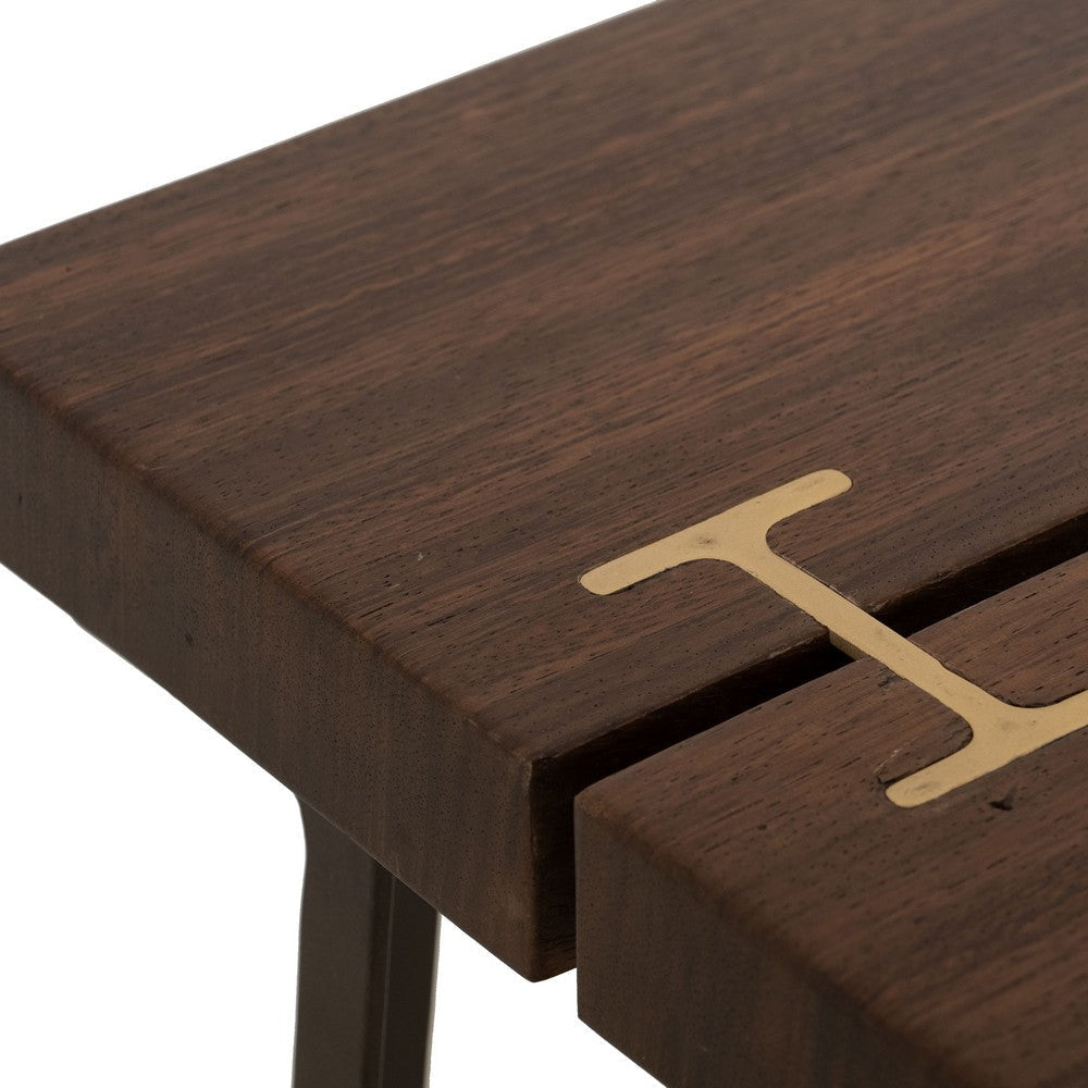 Ally Sofa Console Table | Gold Metal Inlays | Brown Parota Wood | 55’’ BM333486