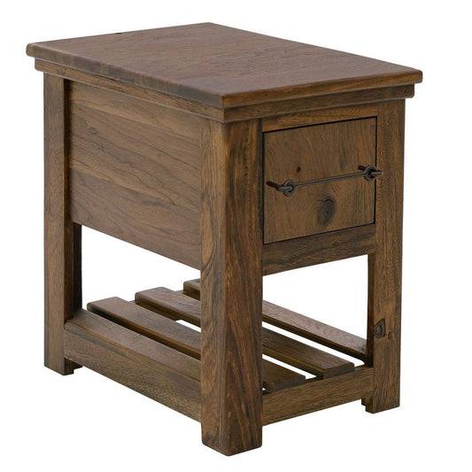 Ally Chairside Table | 1 Drawer | 1 Shelf | Brown Parota Wood | 15"