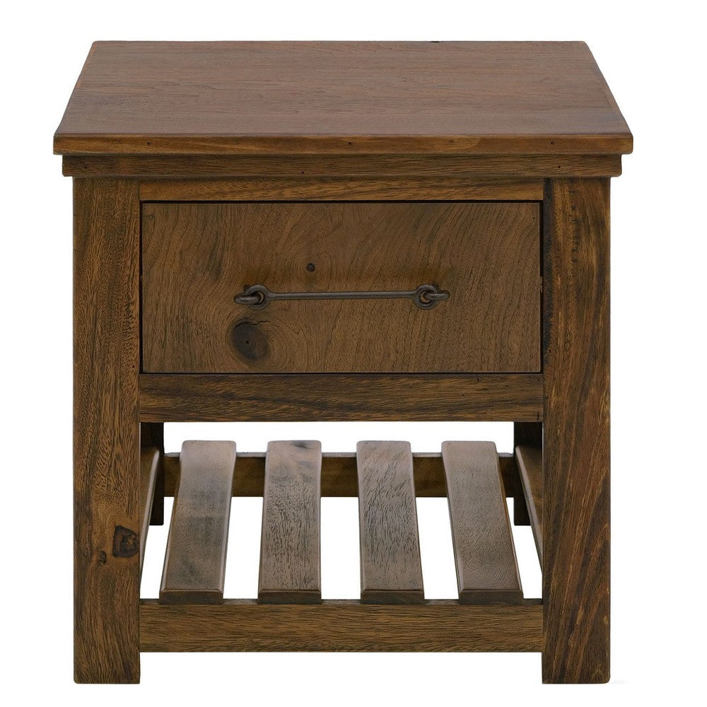 Ally Side End Table | 1 Drawer and Slatted Shelf | Brown Parota 50’’ BM333490