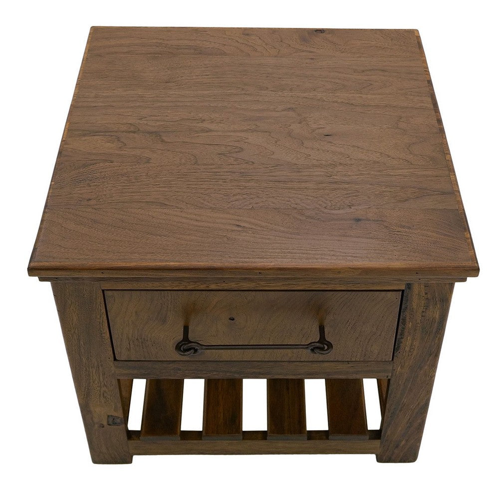 Ally Side End Table | 1 Drawer and Slatted Shelf | Brown Parota 50’’ BM333490