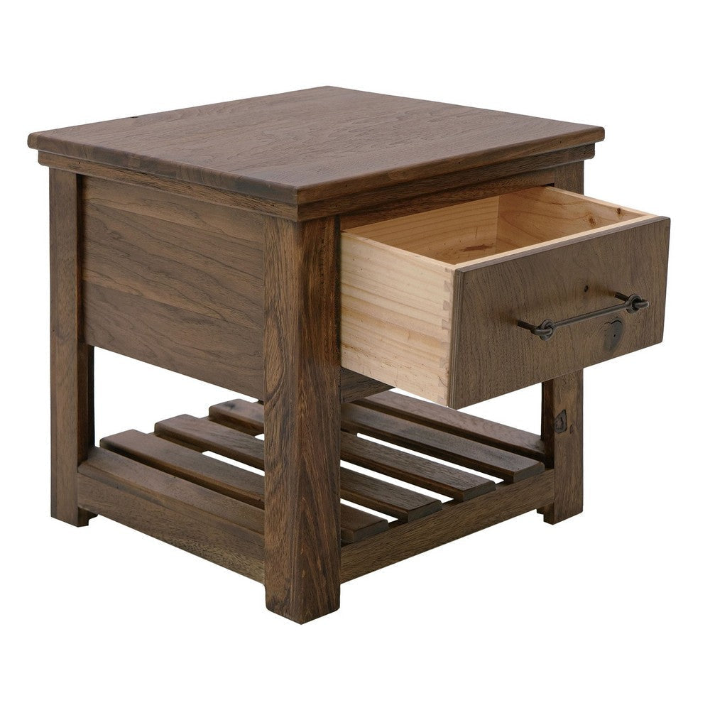Ally Side End Table | 1 Drawer and Slatted Shelf | Brown Parota 50’’ BM333490
