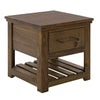 Ally Side End Table | 1 Drawer and Slatted Shelf | Brown Parota 50"