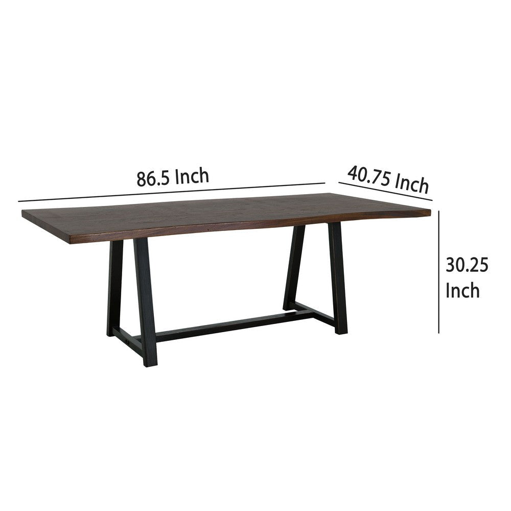 Ally Dining Table with Trestle Base | Live Edge Top | Brown Wood 87’’ BM333492