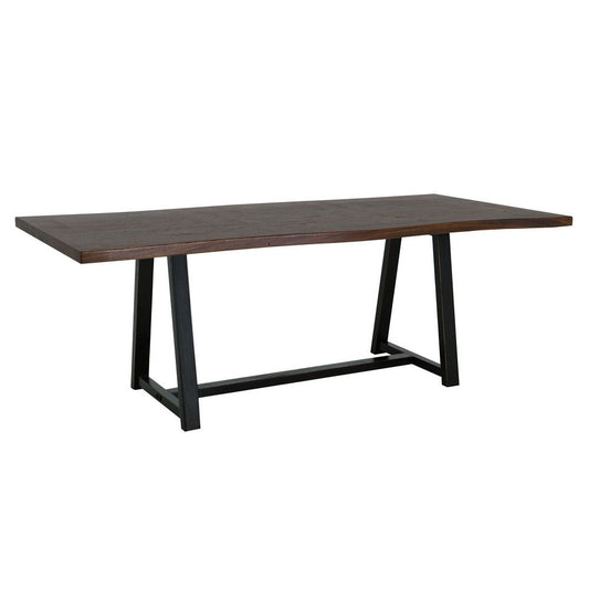 Ally Dining Table with Trestle Base | Live Edge Top | Brown Wood 87"