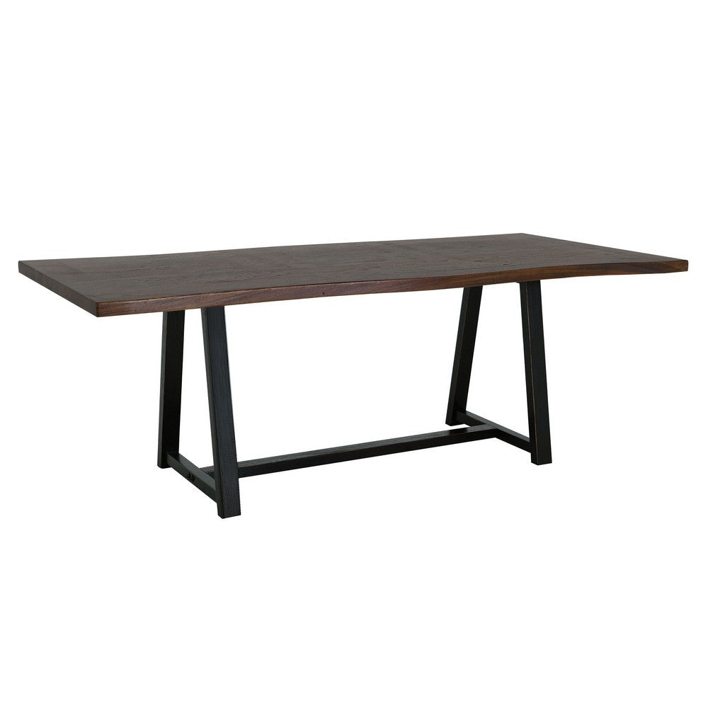Ally Dining Table with Trestle Base | Live Edge Top | Brown Wood 87"