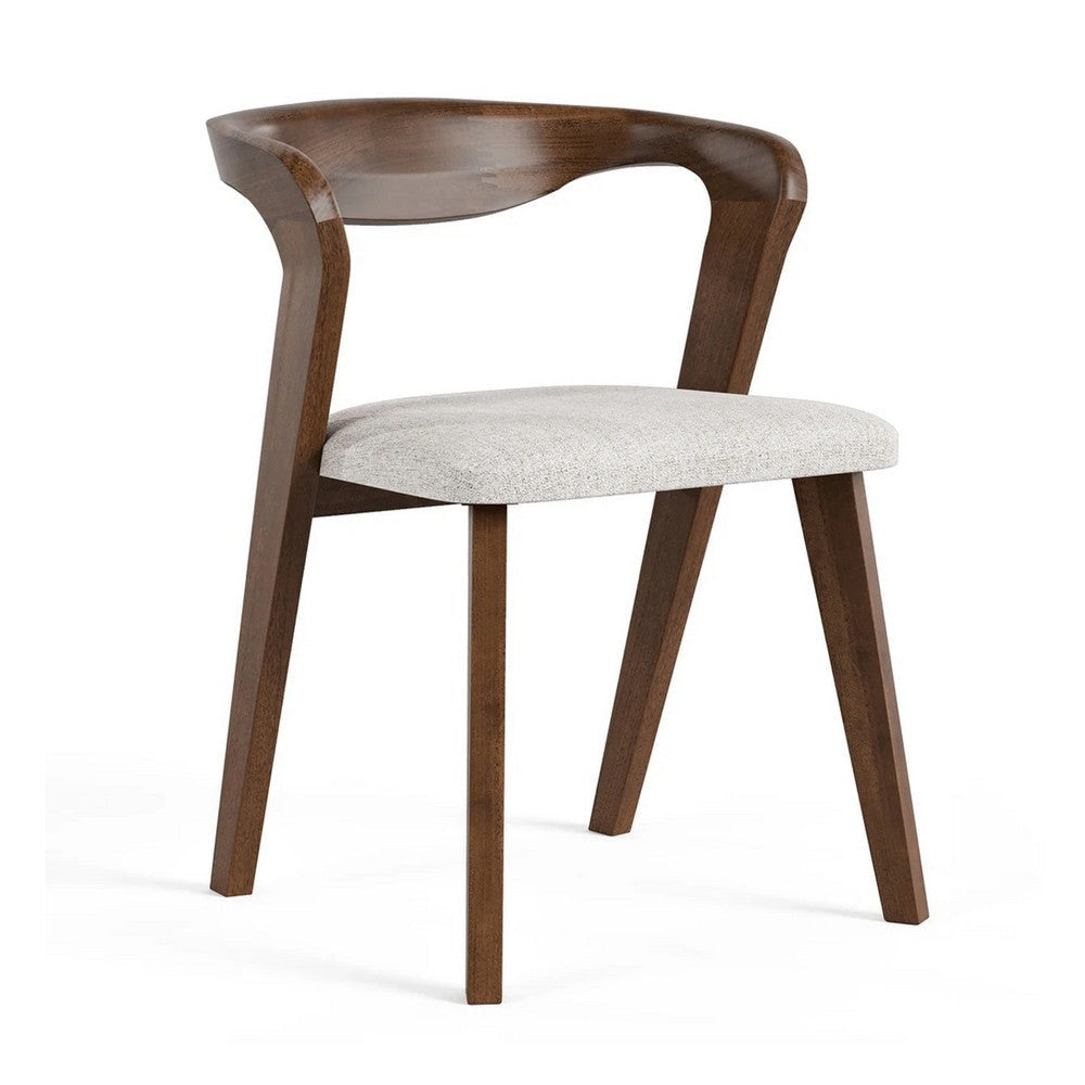Vyva 7pc Dining Table Set | 6 Ivory Chairs | Brown Full Solid Wood BM333494