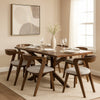 Vyva 7pc Dining Table Set | 6 Ivory Chairs | Brown Full Solid Wood
