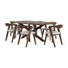 Vyva 7pc Dining Table Set | 6 Ivory Chairs | Brown Full Solid Wood