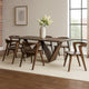 Rumy 7pc Extendable Dining Table Set, 6 Chairs, Diamond Edge, Brown