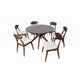 Mikie 7pc Extendable Dining Table Set | 6 Ivory Fabric Chairs | Brown BM333498