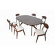 Mikie 7pc Extendable Dining Table Set | 6 Ivory Fabric Chairs | Brown