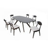 Ziva 7pc Dining Table Set | 6 Fabric Chairs | 3D Cut Edges Black Wood