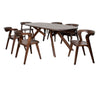 Ziva 7pc Dining Table Set | 6 Chairs | 3D Edges | Brown Solid Wood