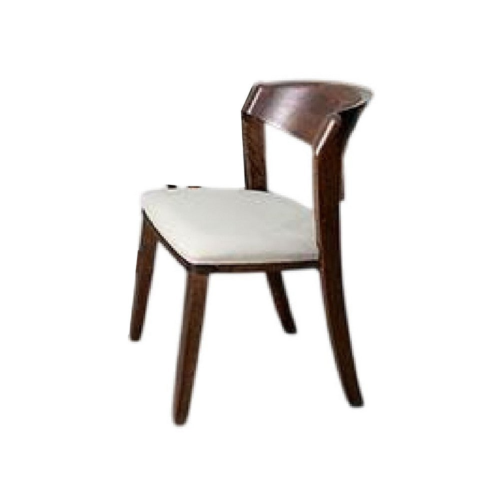 Ziva 7pc Dining Table Set | 6 Ivory Chairs | 3D Edge Brown Solid Wood BM333501
