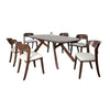 Ziva 7pc Dining Table Set | 6 Ivory Chairs | 3D Edge Brown Solid Wood