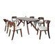 Ziva 7pc Dining Table Set | 6 Ivory Chairs | 3D Edge Brown Solid Wood