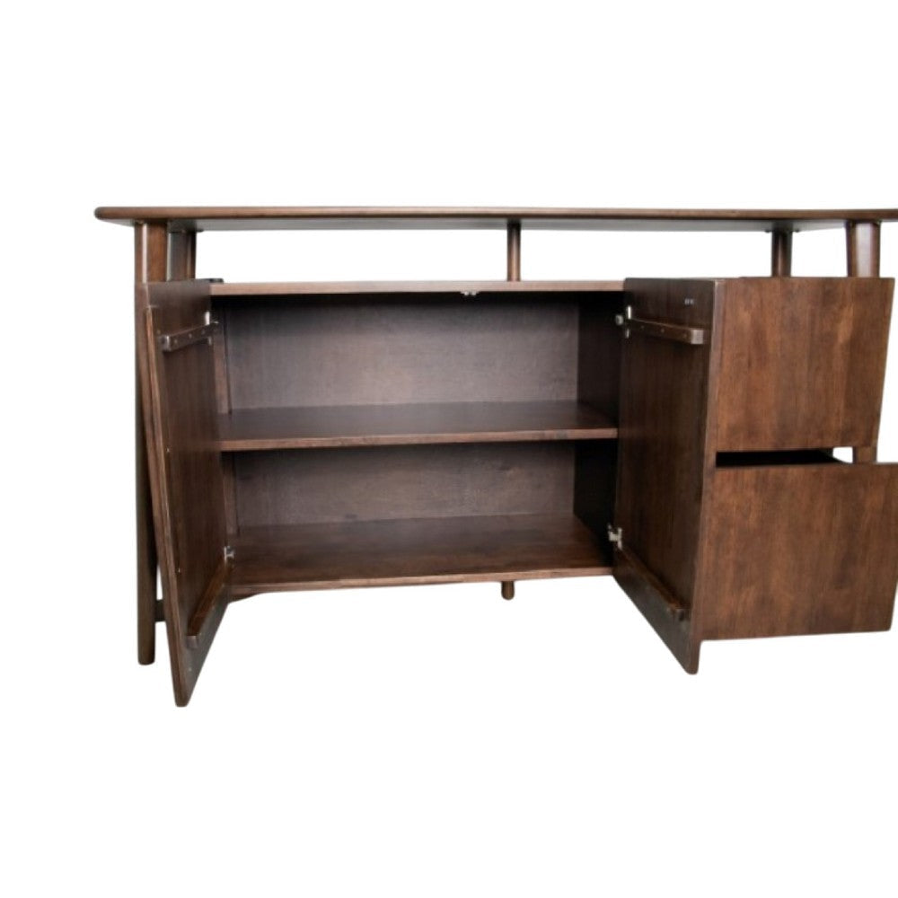 Ziva Sideboard Buffet Console | 2 Drawers and Doors | Brown Wood 67’’ BM333502