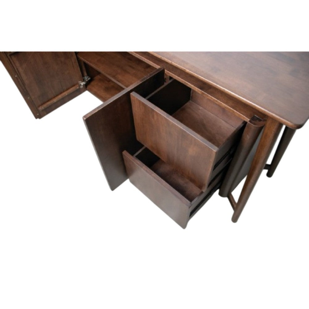 Ziva Sideboard Buffet Console | 2 Drawers and Doors | Brown Wood 67’’ BM333502
