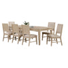 Rozie 7pc Dining Table Set | Extendable | 6 Fabric Chairs | Brown Wood