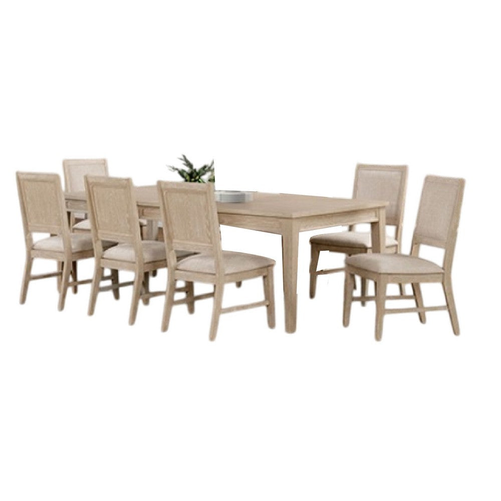 Rozie 7pc Dining Table Set | Extendable | 6 Fabric Chairs | Brown Wood