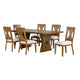 Zivy 7pc Dining Table Set | Modern Farmhouse Brown | 6 Fabric Chairs