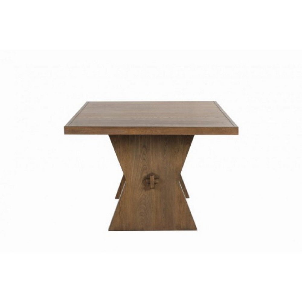 Zivy Dining Table | 78" Modern Farmhouse Hourglass Oak Brown Wood
