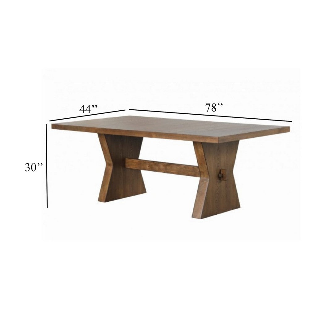 Zivy Dining Table | 78" Modern Farmhouse Hourglass Oak Brown Wood