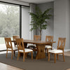 Zivy Dining Table | 78" Modern Farmhouse Hourglass Oak Brown Wood