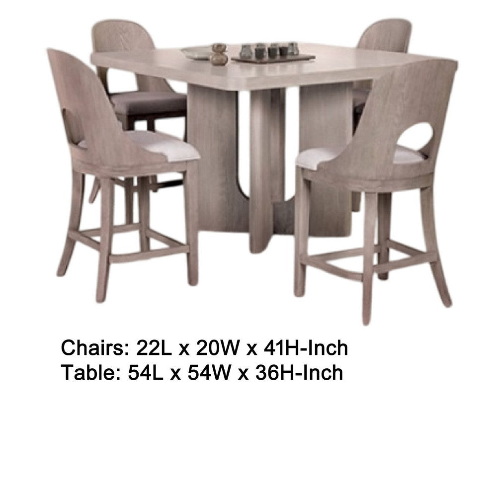 Zoko 7pc Counter Height Dining Table Set | Polyester White Wash Oak BM333509