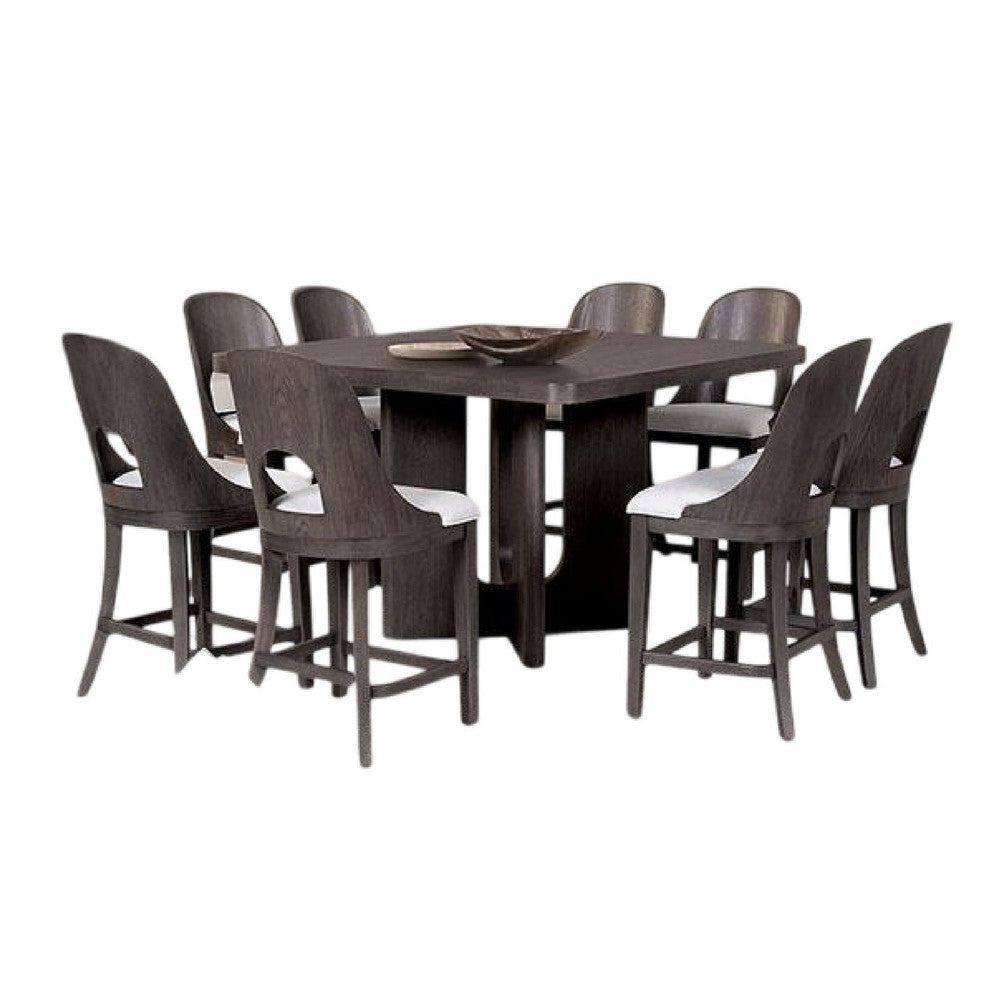 Zoko 9pc Counter Height Dining Table Set | White Seats Ash Gray Wood BM333513