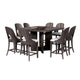Zoko 9pc Counter Height Dining Table Set | White Seats Ash Gray Wood BM333513