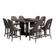 Zoko 9pc Counter Height Dining Table Set | White Seats, Ash Gray Wood