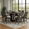 Zoko 9pc Counter Height Dining Table Set | White Seats, Ash Gray Wood