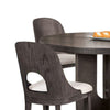 Zoko 5pc Round Dining Table Set | White Polyester Chairs | Gray Wood BM333514