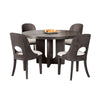 Zoko 5pc Round Dining Table Set | White Polyester Chairs | Gray Wood
