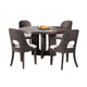 Zoko 5pc Round Dining Table Set | White Polyester Chairs | Gray Wood