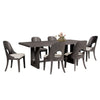 Zoko 7pc Dining Table Set | White Polyester Chairs | Gray Rubberwood BM333515