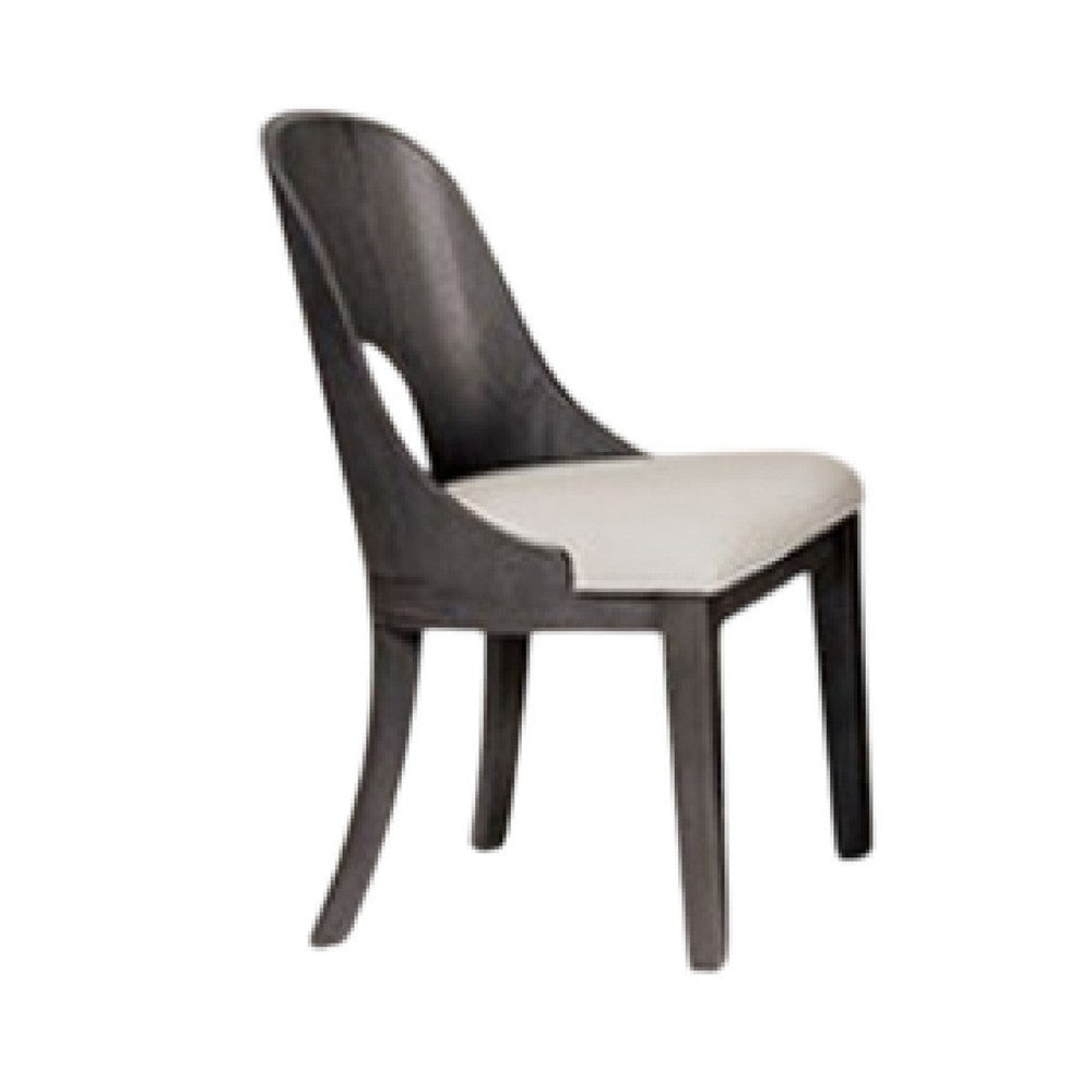 Zoko 7pc Dining Table Set | White Polyester Chairs | Gray Rubberwood BM333515