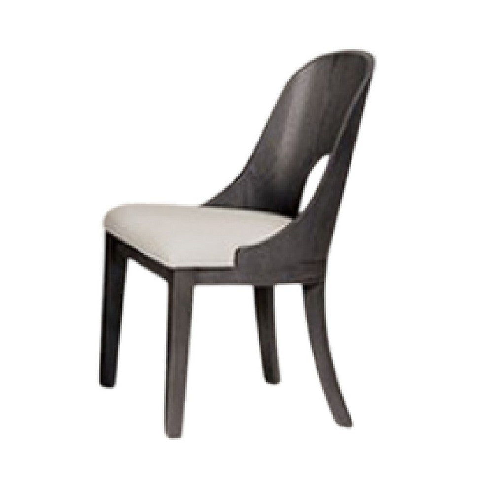 Zoko 7pc Dining Table Set | White Polyester Chairs | Gray Rubberwood BM333515