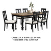 Ginie 7pc Dining Table Set | 6 Chairs | Farmhouse Legs | Black Wood BM333516