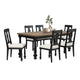 Ginie 7pc Dining Table Set | 6 Chairs | Farmhouse Legs | Black Wood